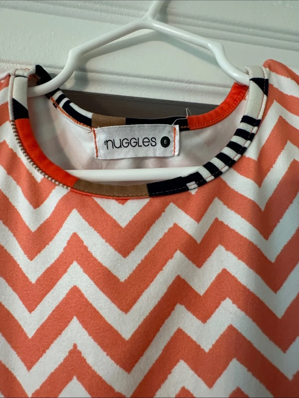 Girls' Orange Chevron Ruffle-Hem Casual Dress